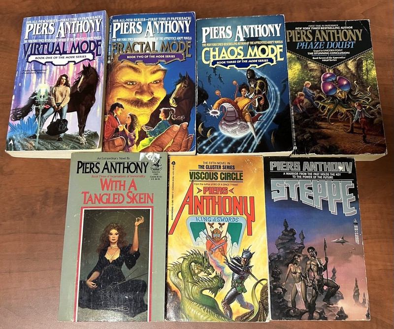 LOT (7) Piers Anthony Paperback Books, Phaze, Mode, Skein, Steppe, Circle, Used