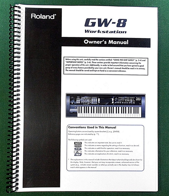 Roland GW-8 Owner’s Instruction Manual: 112 Pages & Protective Covers!