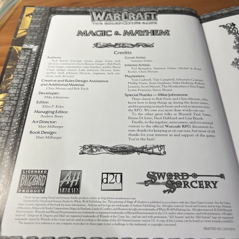 Warcraft The Role Playing Game: Magic & Mayhem” Sword & Sorcery Sourcebook V.3.5 gallery