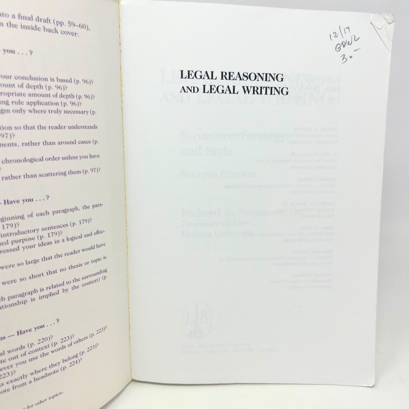 Legal Reasoning and Legal Writing Structure strategy and style Second Edition gallery