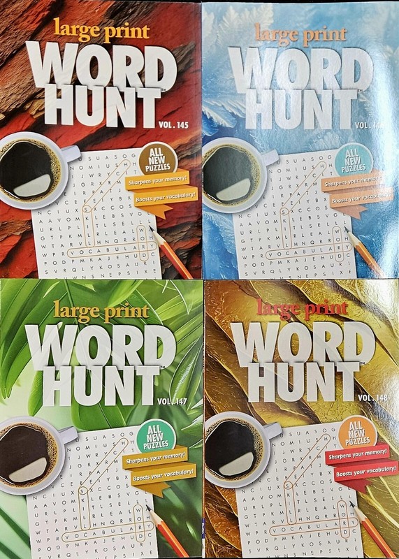 Set Of 4 New Papp Puzzle Books Large Print Word Hunt Search Find Volumes 145-148 gallery