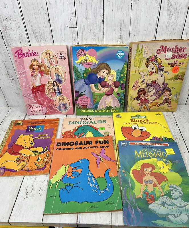 Vintage 1970s 1980s Coloring Activity Books Lot of 8 Partial Used Less than 10%