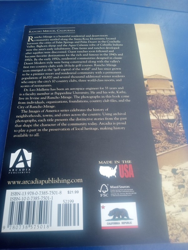 Rancho Mirage. Image of America book. by Leo A. Mallette Paperback, 2011 Book