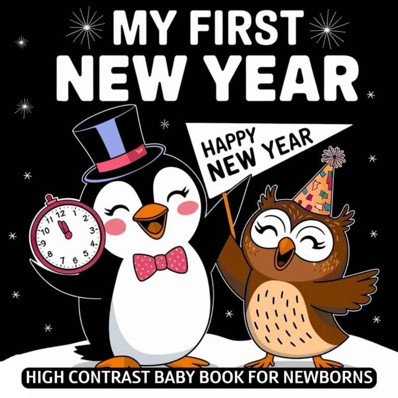 My first New Year High Contrast Baby Book for Newborns 0-12 Months: Simple B…