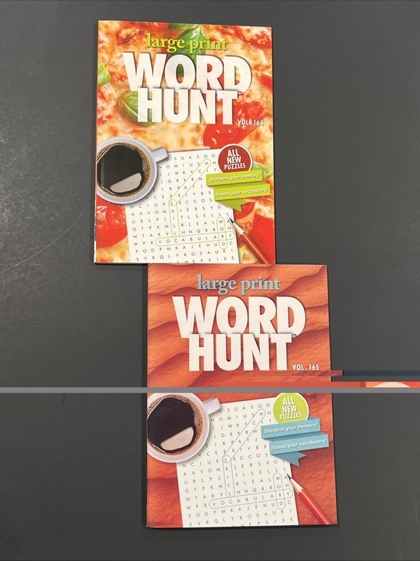 LOT OF 2 PaPP Large Print WORD HUNT Word Search Puzzle Books vol. 164 & 165