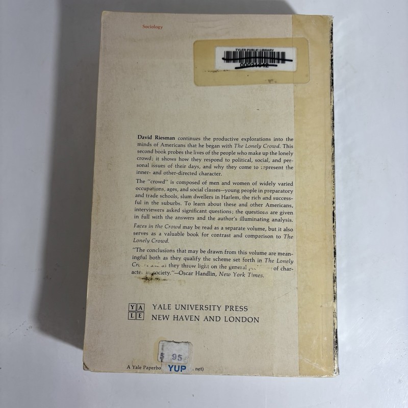 Faces In the Crowd, David Riesman 1965 Abridged Edition TPB Ex-library AA gallery