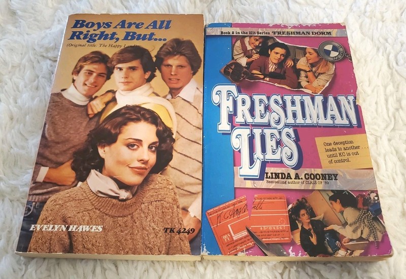 GIRLS INTEREST 2 Paperback Book Lot RETRO Boys Are All Right But FRESHMAN LIES