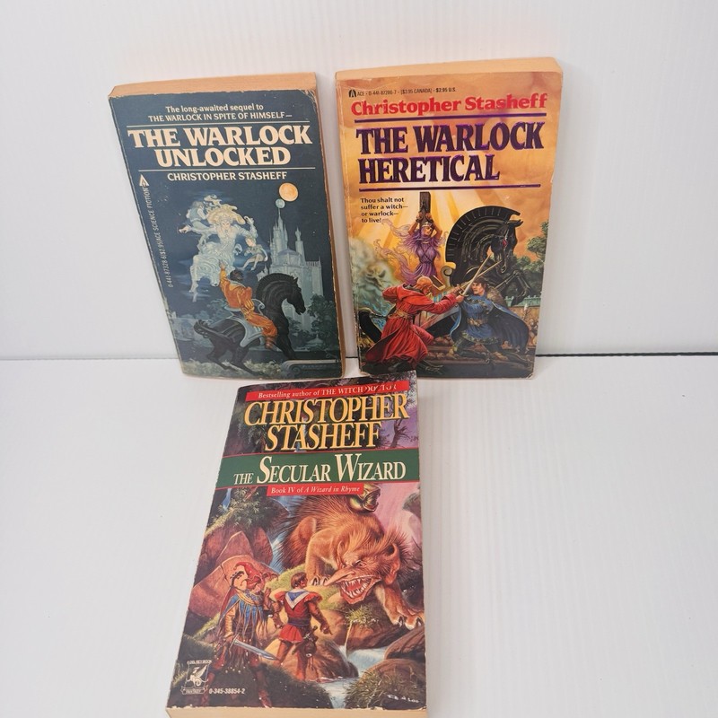 Lot of 3 Christopher Stasheff Fantasy Paperbacks Warlock & Wizard Series