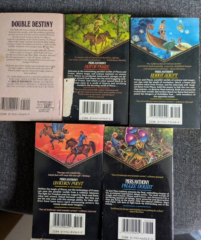 5 PB by Piers Anthony Apprentice Adept Series: Blue Adept + Out of Phaze + Robot gallery