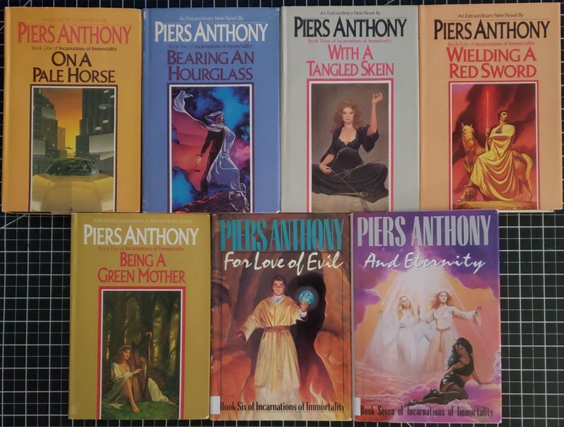 (Lot of 7) Piers Anthony complete INCARNATIONS OF IMMORTALITY series HCDJ BCE