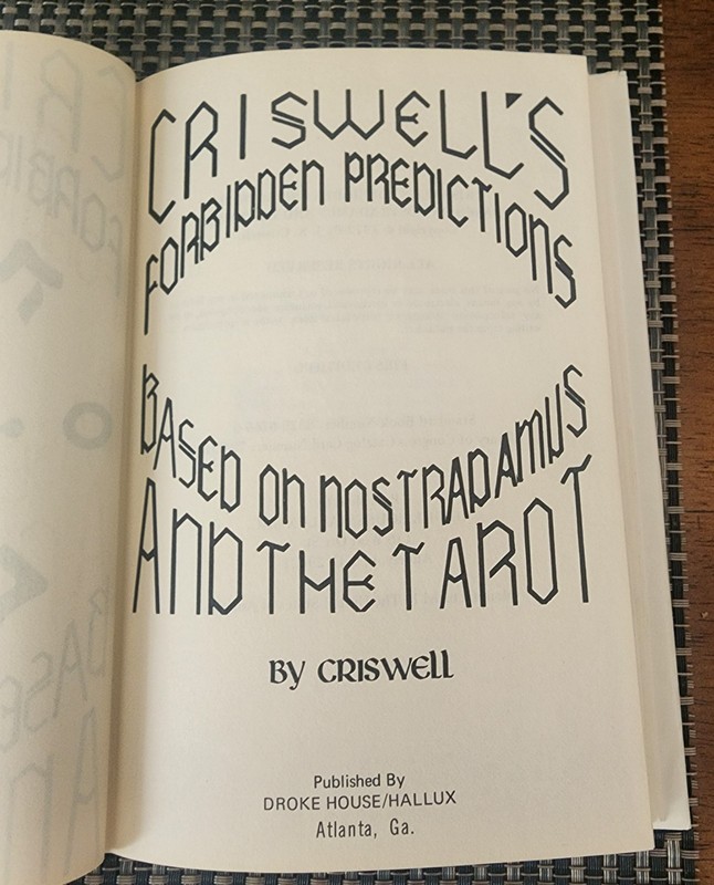Criswell's Forbidden Predictions Nostradamus Tarot 1972 First Edition DJ gallery