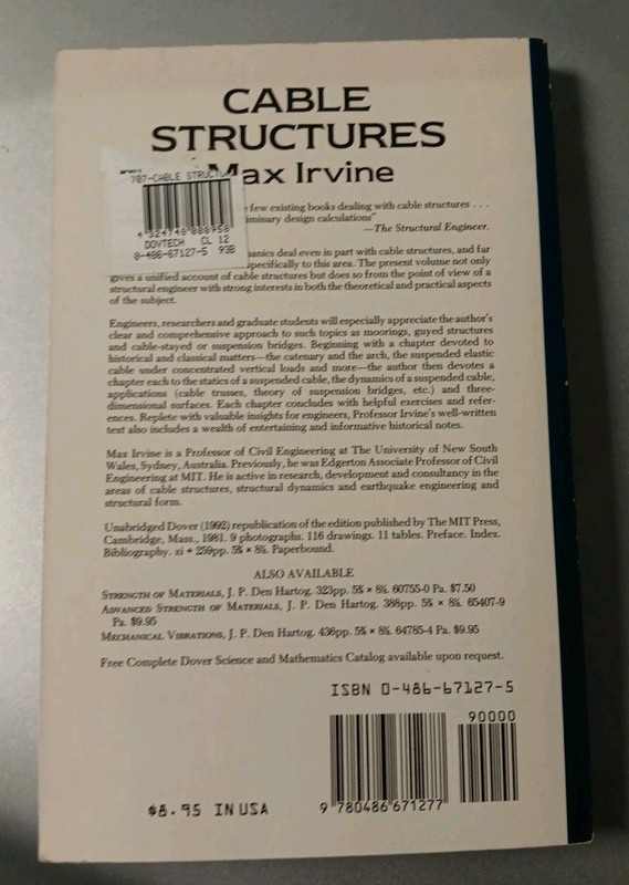 Cable Structures By Irvine, H. Max VG Trade Paperback Book Bridge Construction gallery
