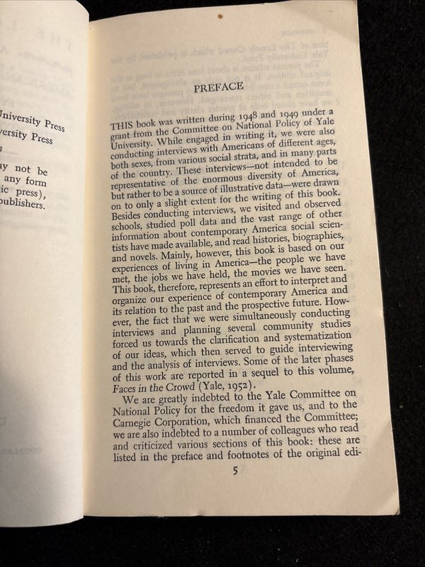 The Lonely Crowd: Study of American Character 1953 by Riesman, Glazer & Denney gallery